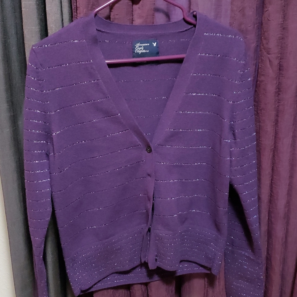 Deep purple 5 button cardigan by American Eagle